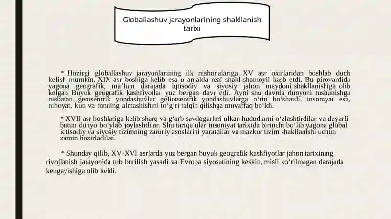 Globallashuv Globalistika va Barqaror taraqqiyot jarayonlarining mohiyati 4