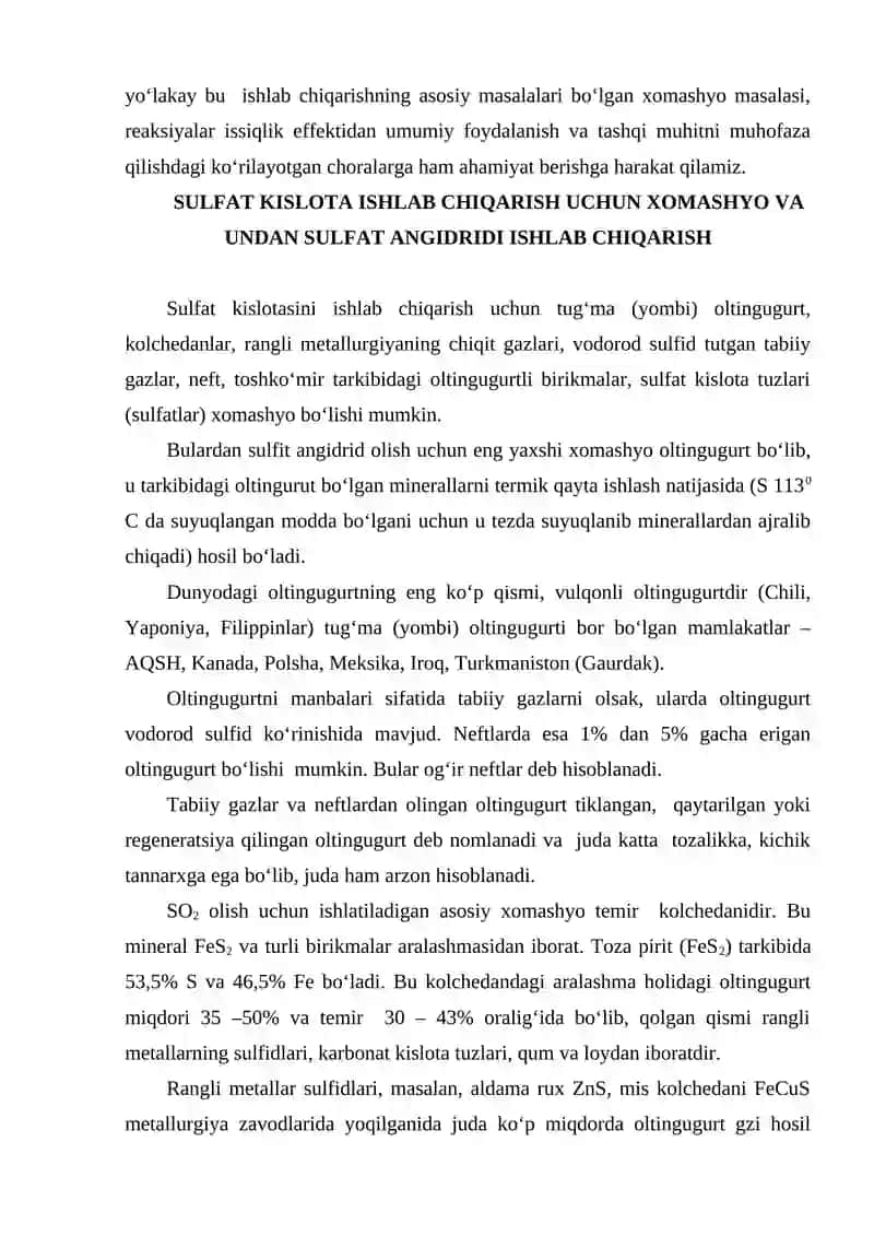 Sulfat kislota ishlab chiqarish 4