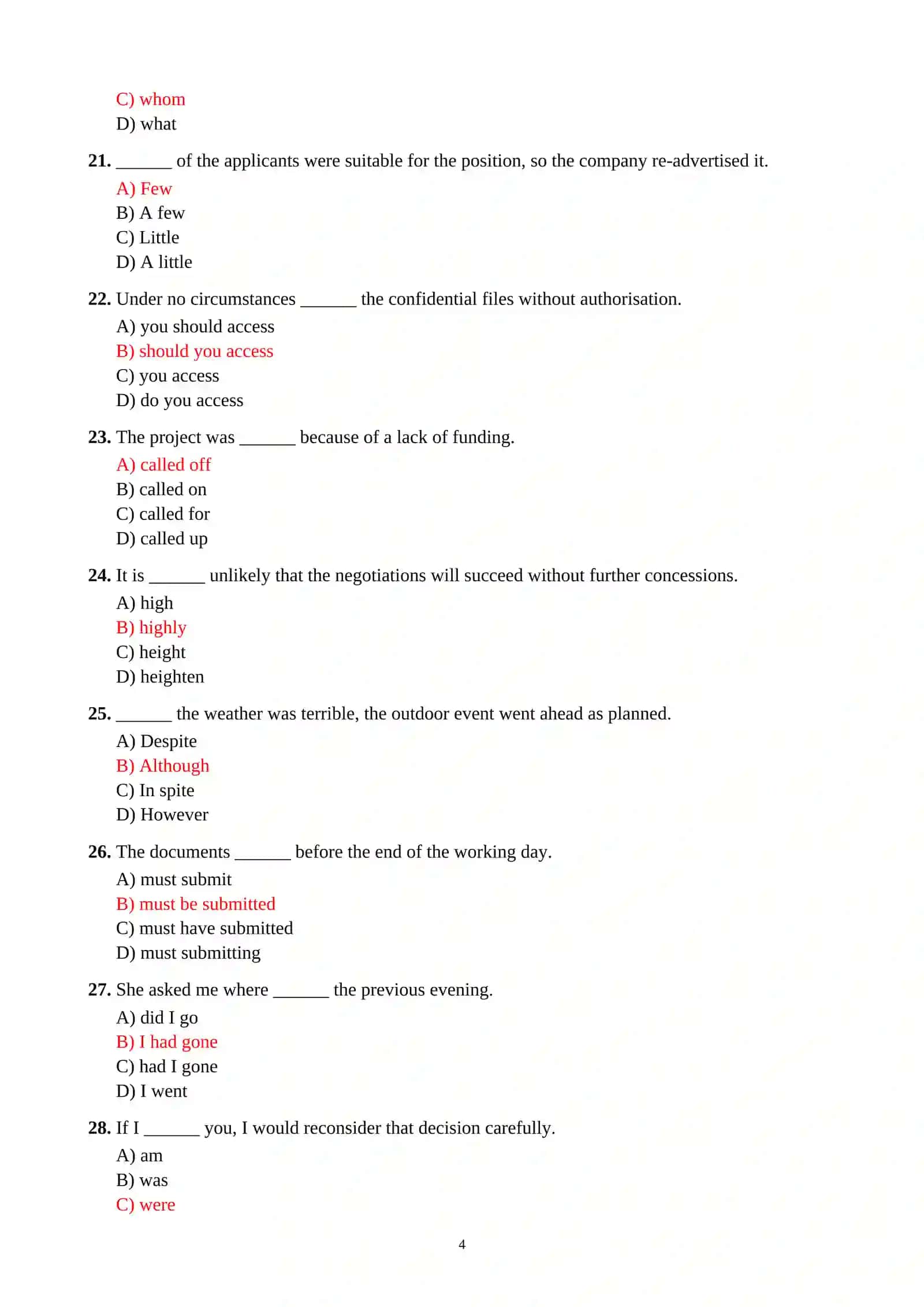 B2 ENGLISH SELF-ASSESSMENT TEST 4