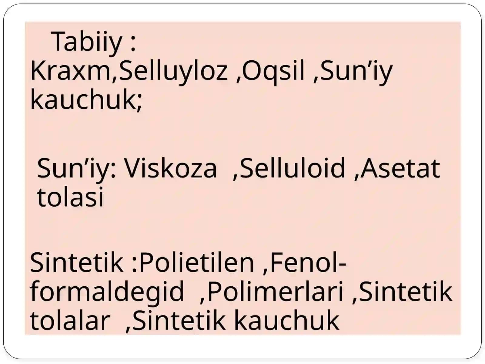 Polimerlaning sinflanishi 4