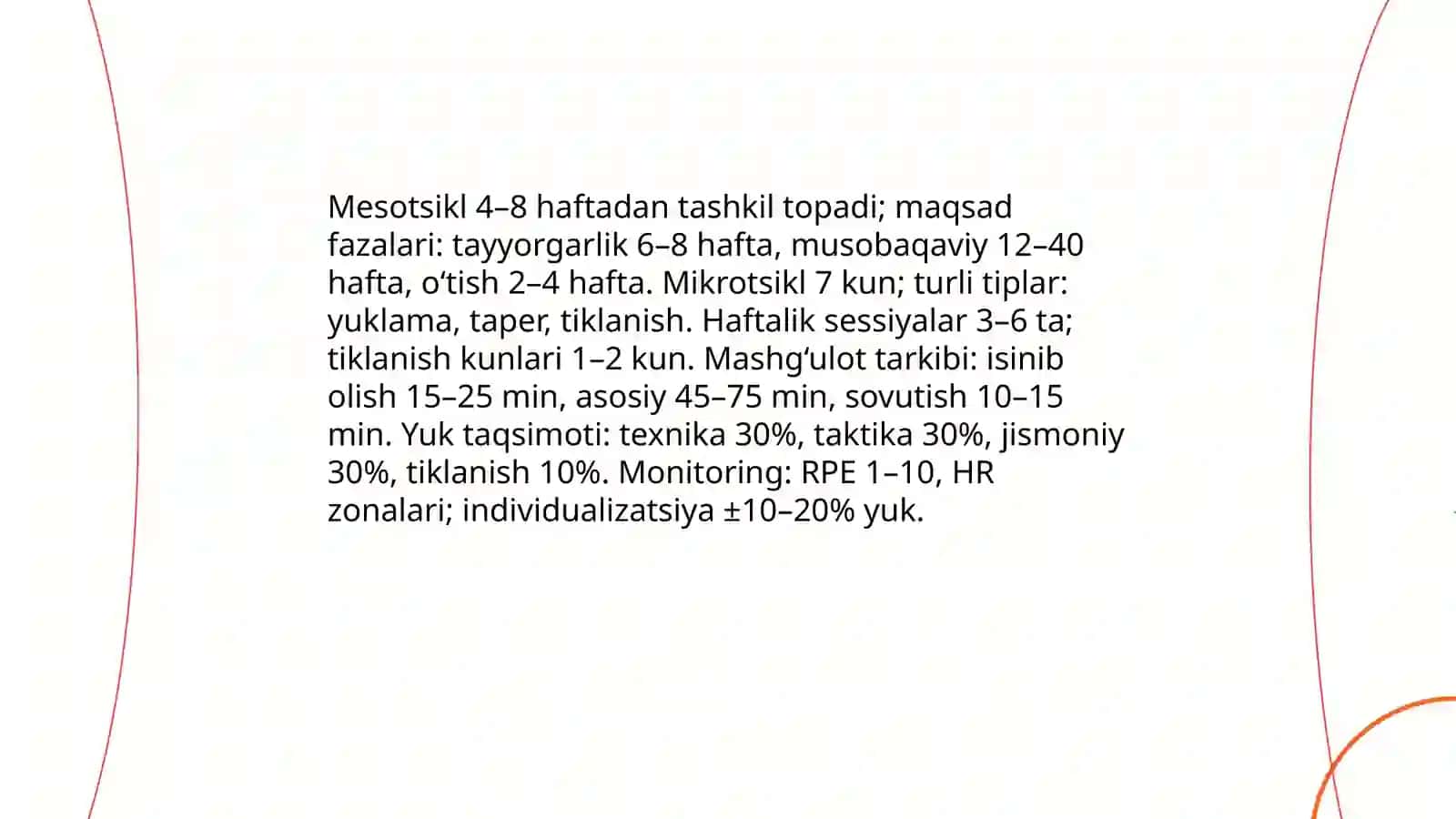 Futbolda o'quv mashg'ulot jarayonini bir yillik istiqbolli rejalashtirish 4