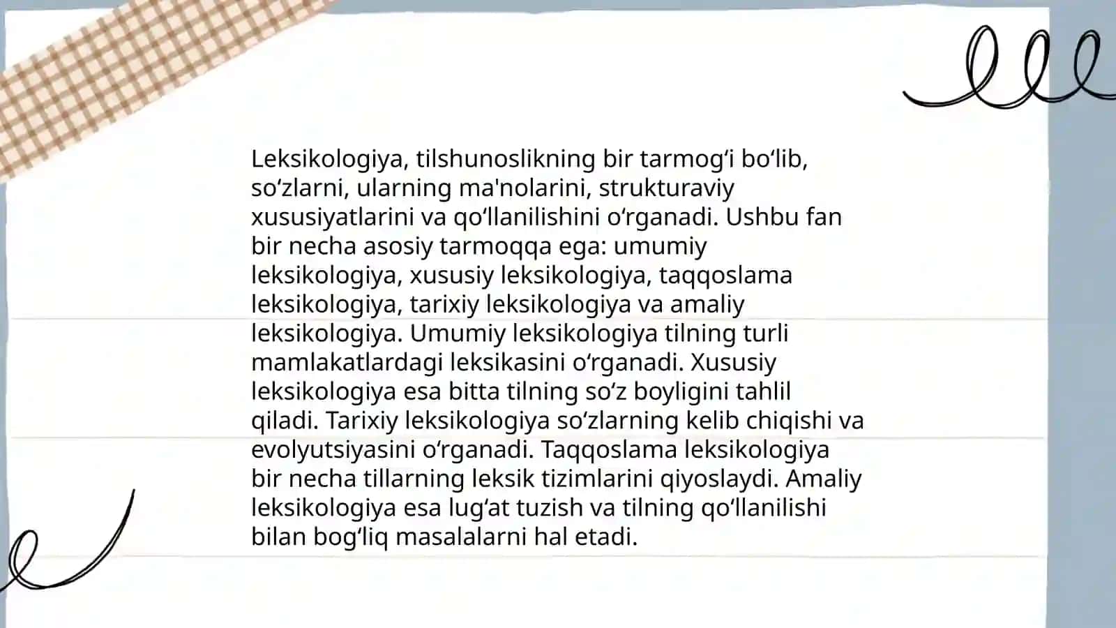 Leksikologiya. So'z til birligi sifatida. So'zning leksik ma'nosi. Etimologiya 4