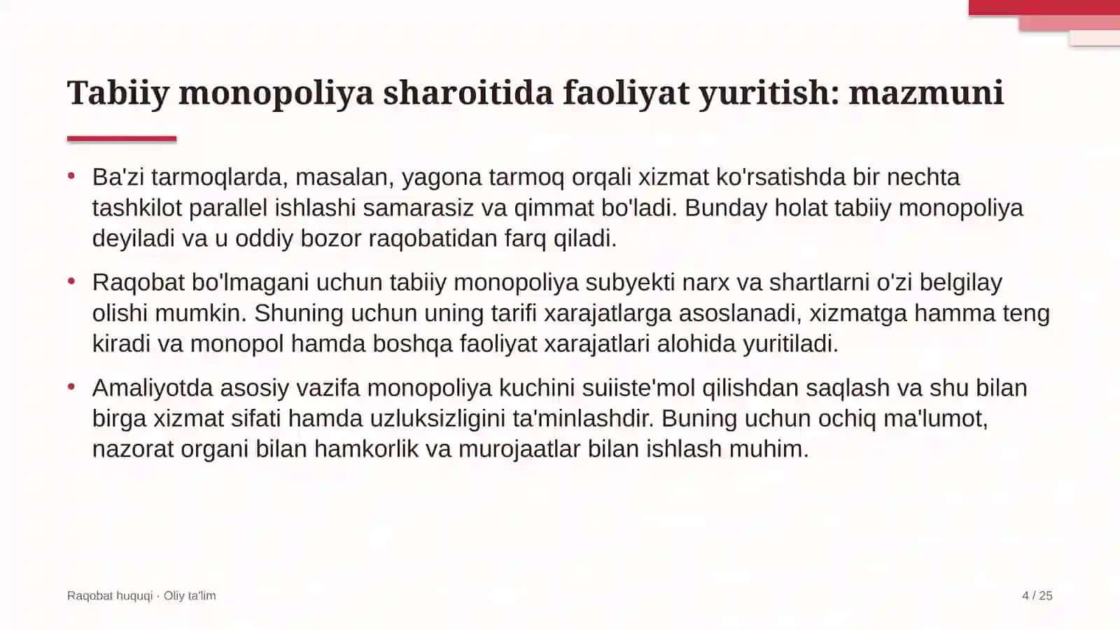Tabiiy monopoliya sharoitida faoliyat yuritish: mohiyati 4