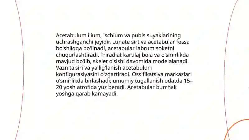 Chanoq kamari va oyoq erkin qismi suyaklari: tuzilishi va ularning yoshga doir xususiyati 4
