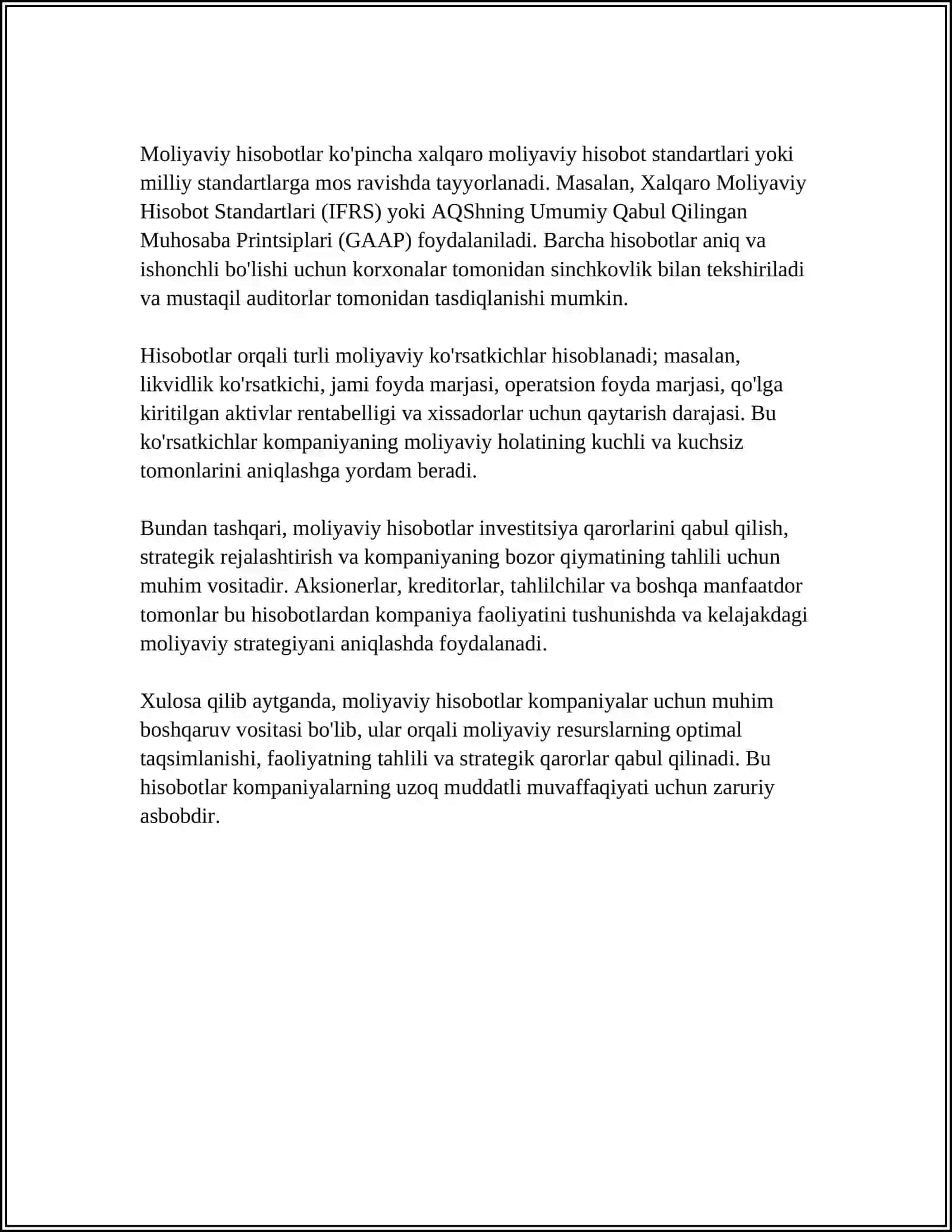 Moliyaviy hisobotlarning umumiy ko'rinishi 4