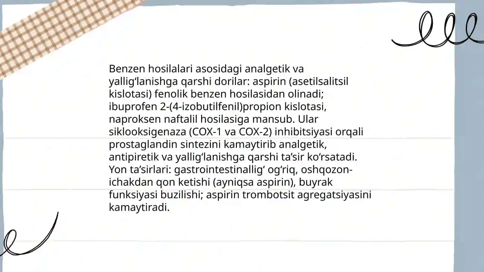 Aromatik uglevodorodlar asosida olinadigan dori preparatlari 4