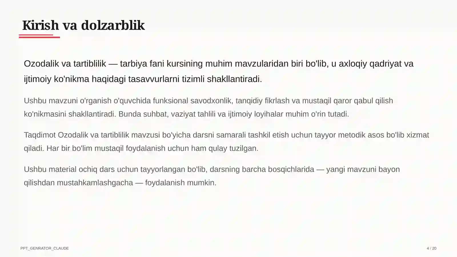 Ozodalik va tartiblilik (1-sinf) 4