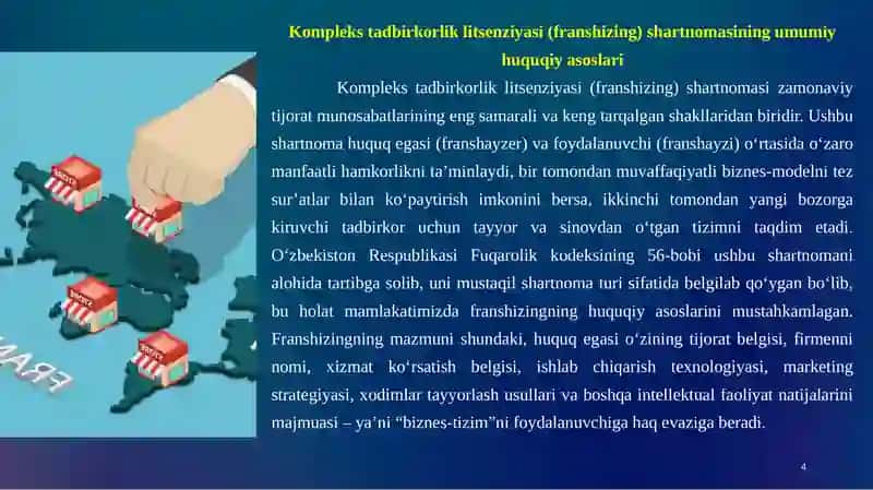 KOMPLEKS TADBIRKORLIK LITSENZIYASI (FRANSHIZING) SHARTNOMASI 4