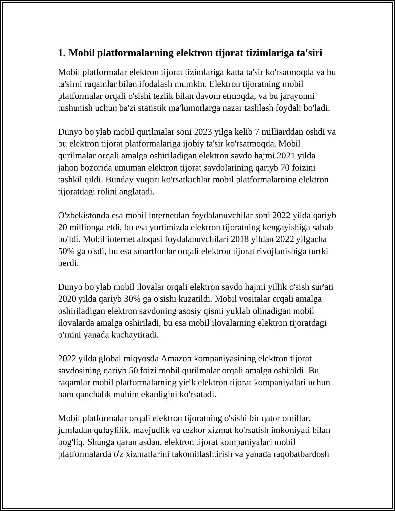 MOBIL PLATFORMALARNI ELEKTRON TIJORAT TIZIMLARIDAGI O’RNI 4