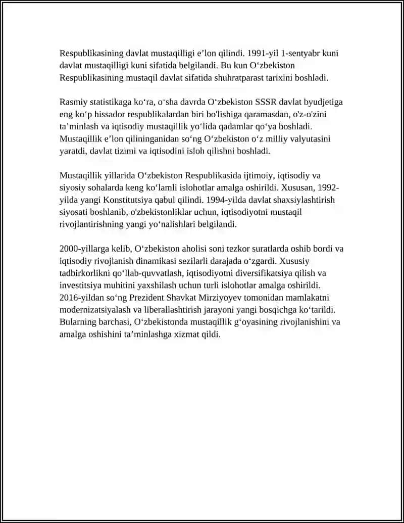 MUSTAQILLIKGA ERISHISH ARAFASIDA O'ZBEKISTONDAGI IJTIMOIY-SIYOSIY JARAYONLAR 4