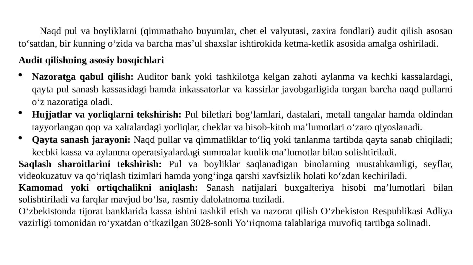 Naqd pul va kassa operatsiyalari auditi 4