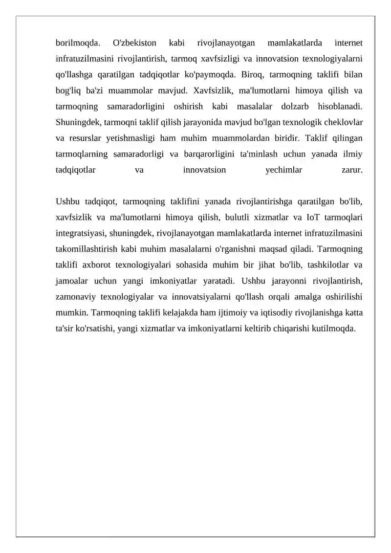 Tarmoqning taklifi 4