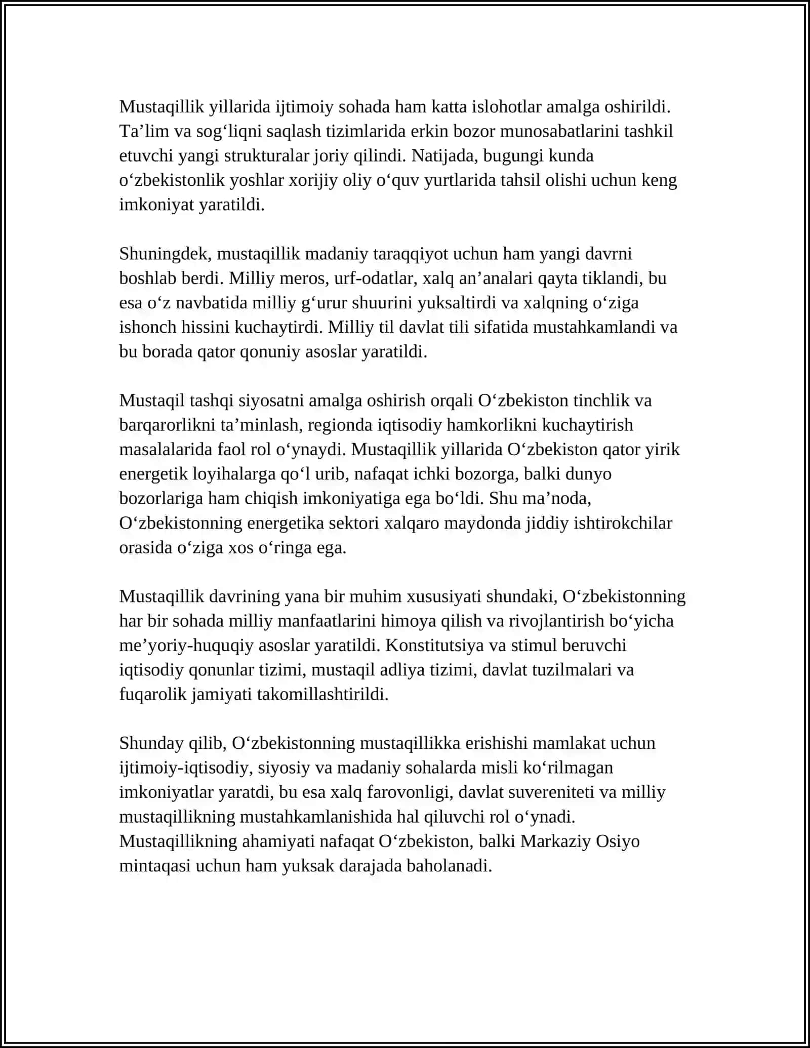 MUSTAQILLIK VA MILLIY MAFKURA OLDIDDA MAQSAD VAZIFALARI 4