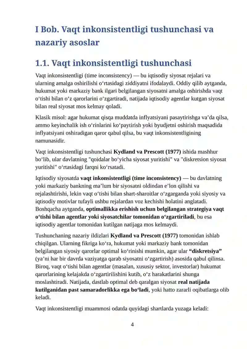 IQTISODIY SIYOSATNING VAQT INKONSISTENTLIGI MUAMMOSI 4