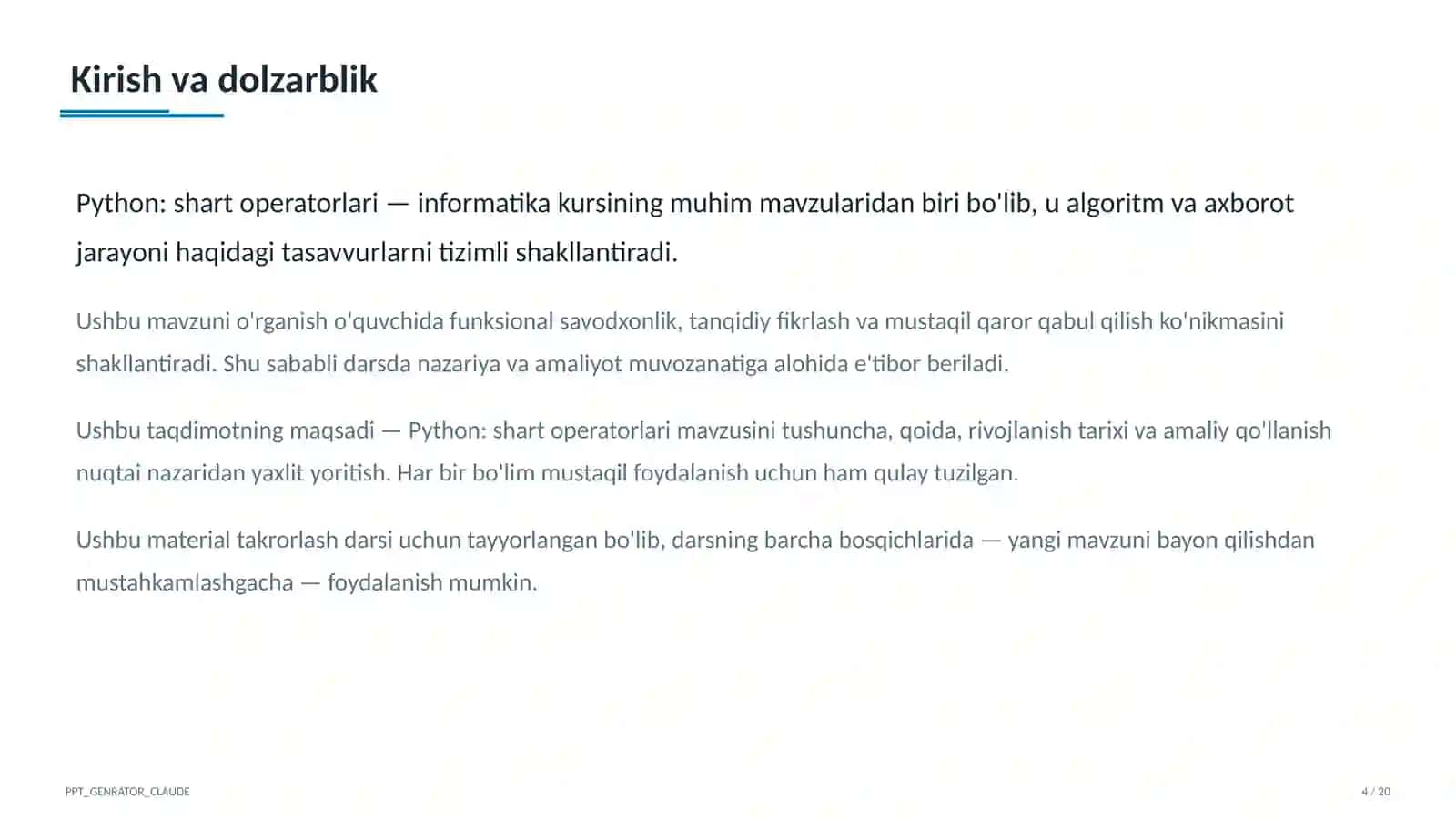 Python: shart operatorlari (8-sinf) 4