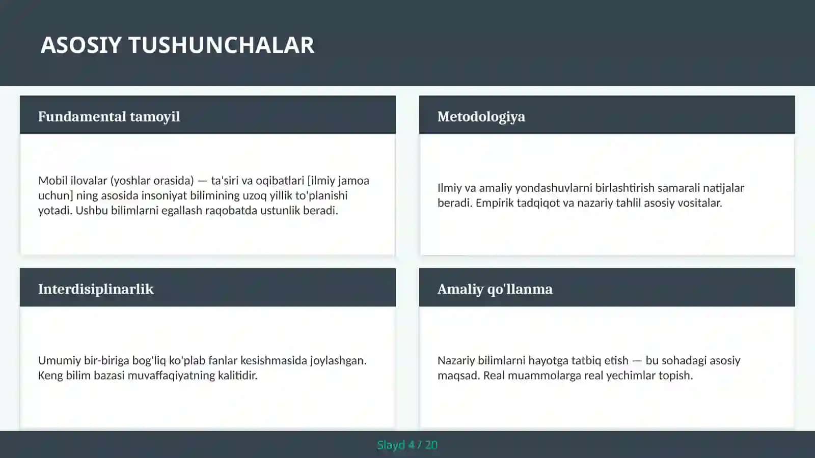 MOBIL ILOVALAR (YOSHLAR ORASIDA) — TA'SIRI VA OQIBATLARI [ILMIY JAMOA UCHUN] 4
