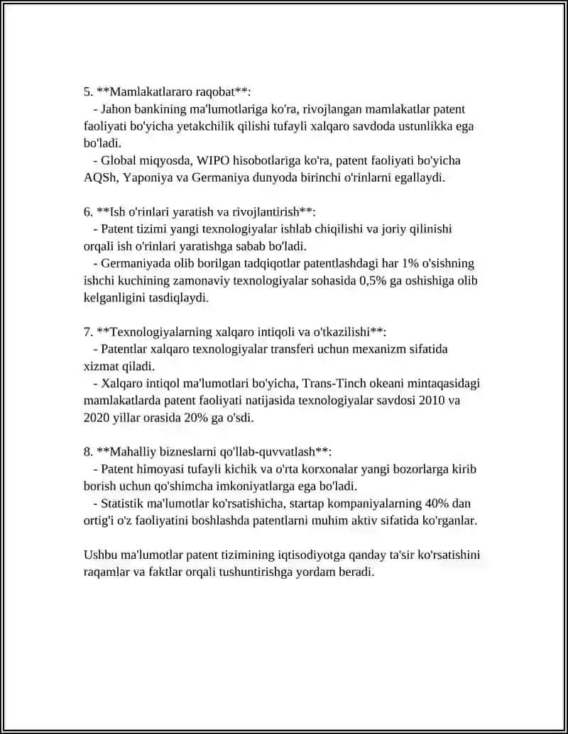 PATENT VA LITSENZIYA TIZIMINING IQTISODIY AHAMIYATI 4