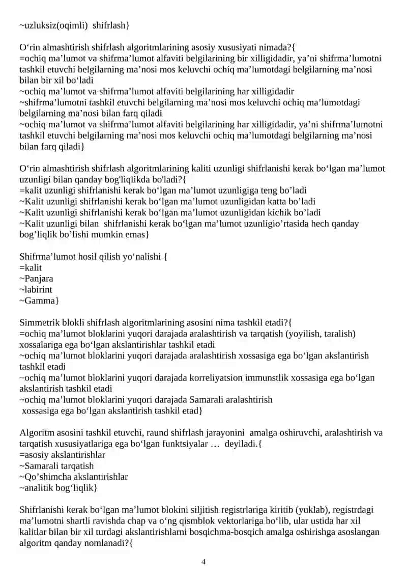 Kriptografik tizim testlar 4