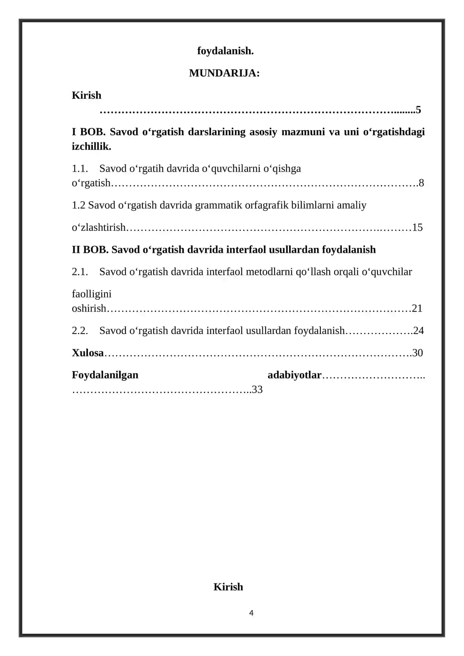 SAVOD O’RGATISH DAVRI DARSLARIDA PEDAGOGIK TEXNOLOGIYALARDAN FOYDALANISH 4