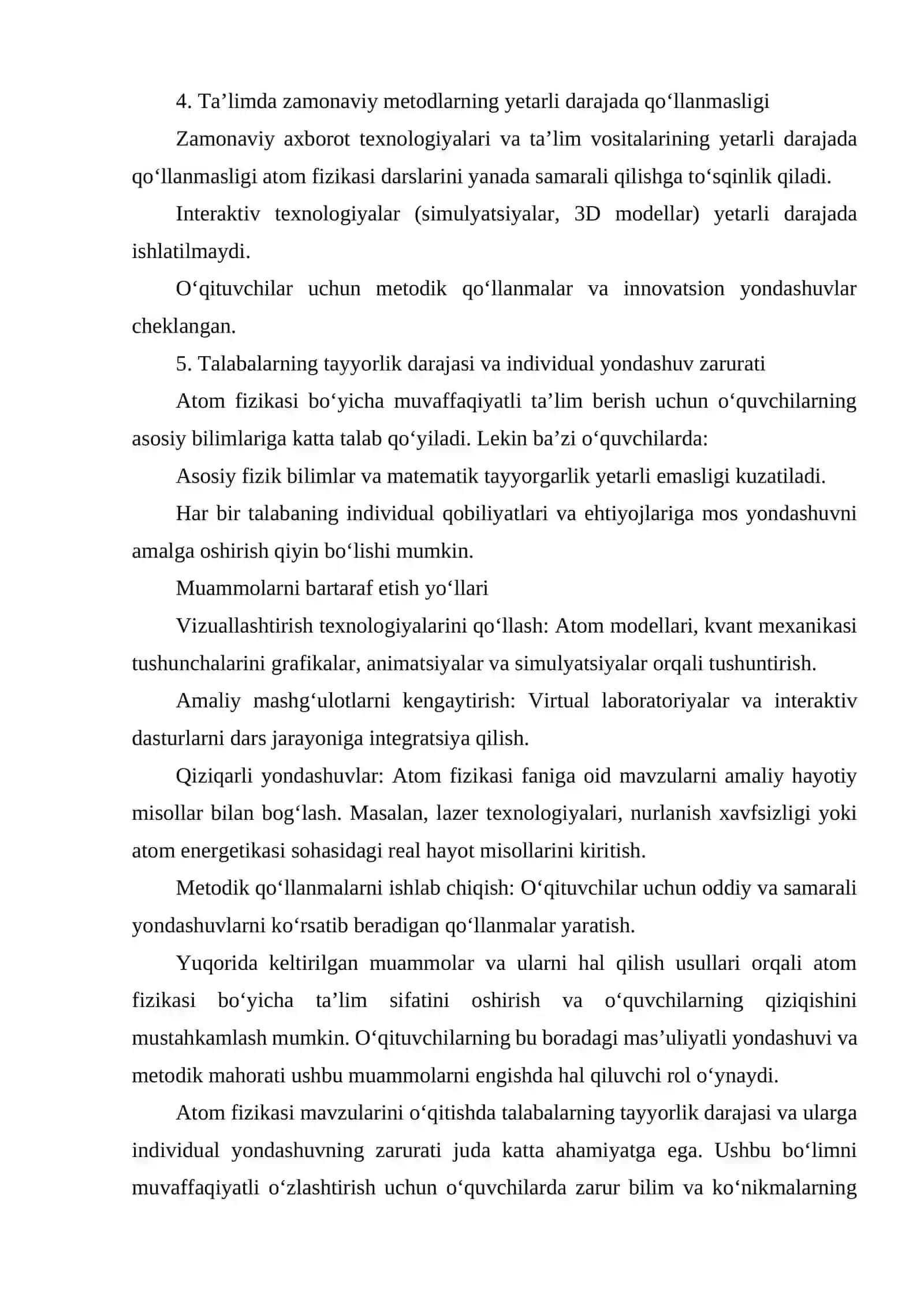 ATOM FIZIKASIGA OID MAVZULARNI O'QITISH METODIKASI 4