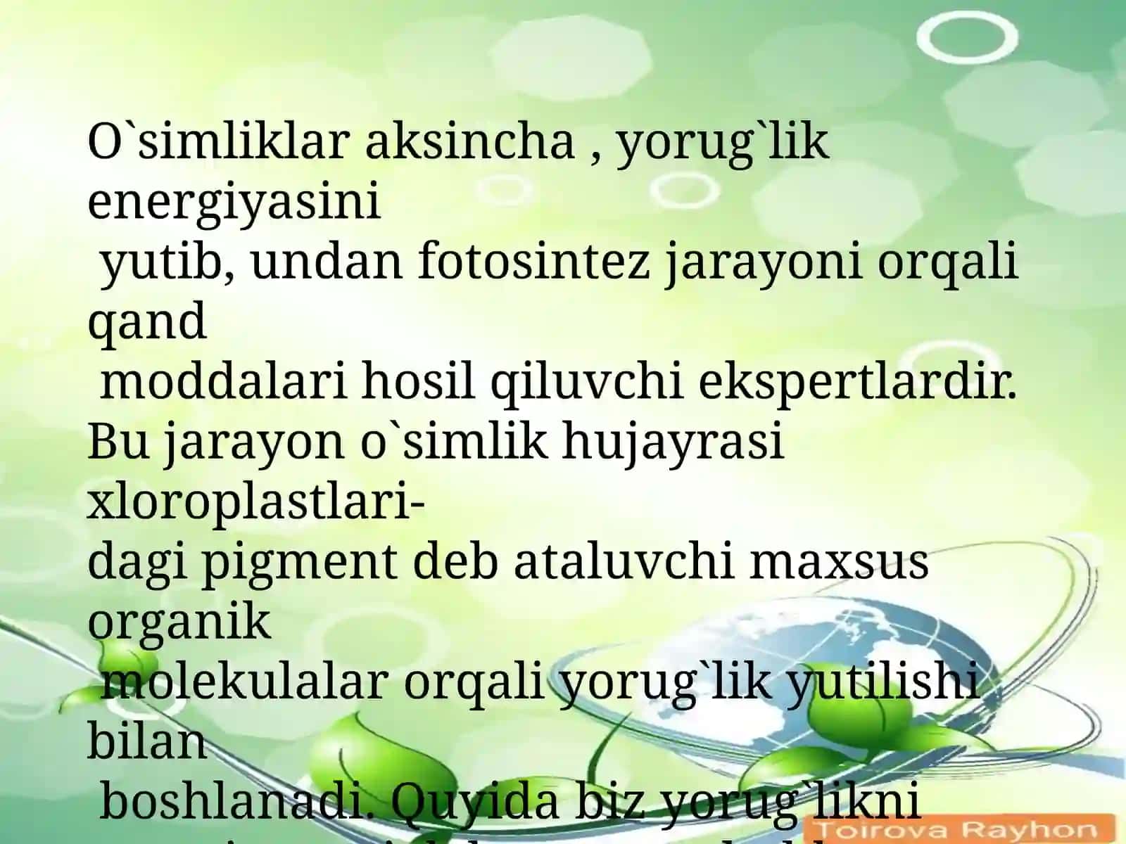 YORUG`LIK ENERGIYASINI QABUL QILISH 4
