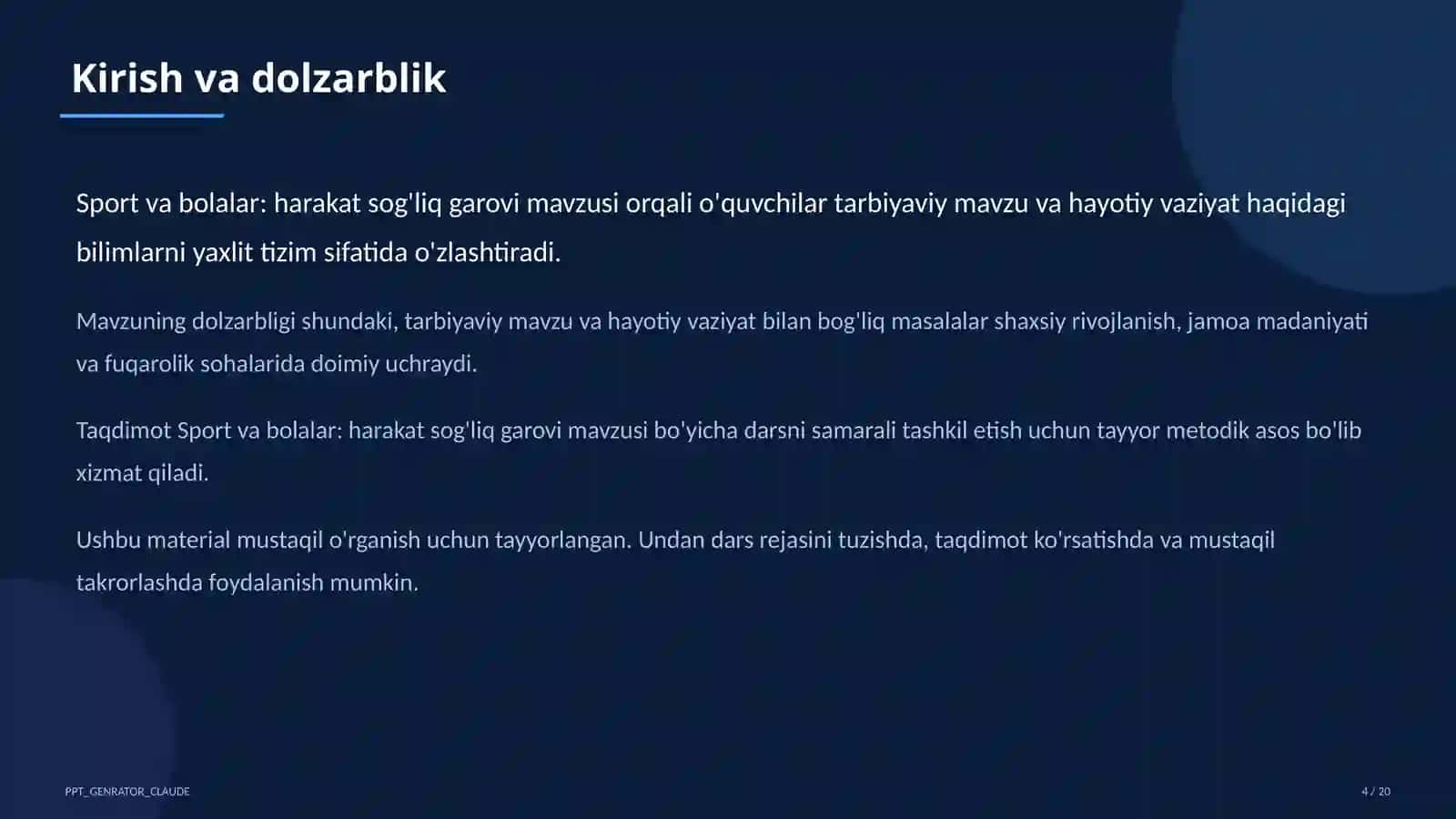 Sport va bolalar: Harakat Sog'liq Garovi 4