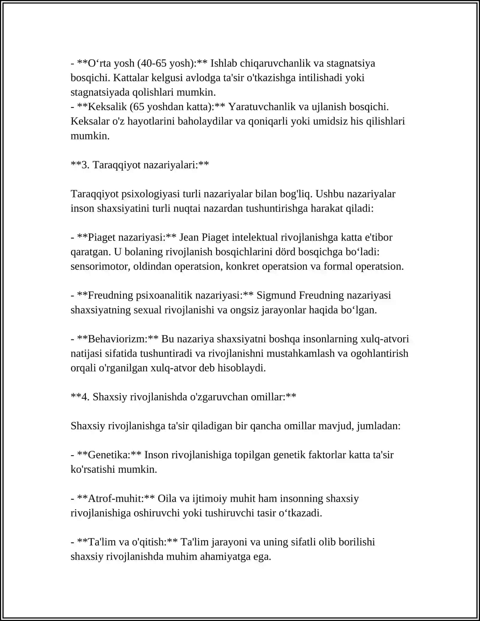 Shaxsiy rivojlanish psixologiyasi 4