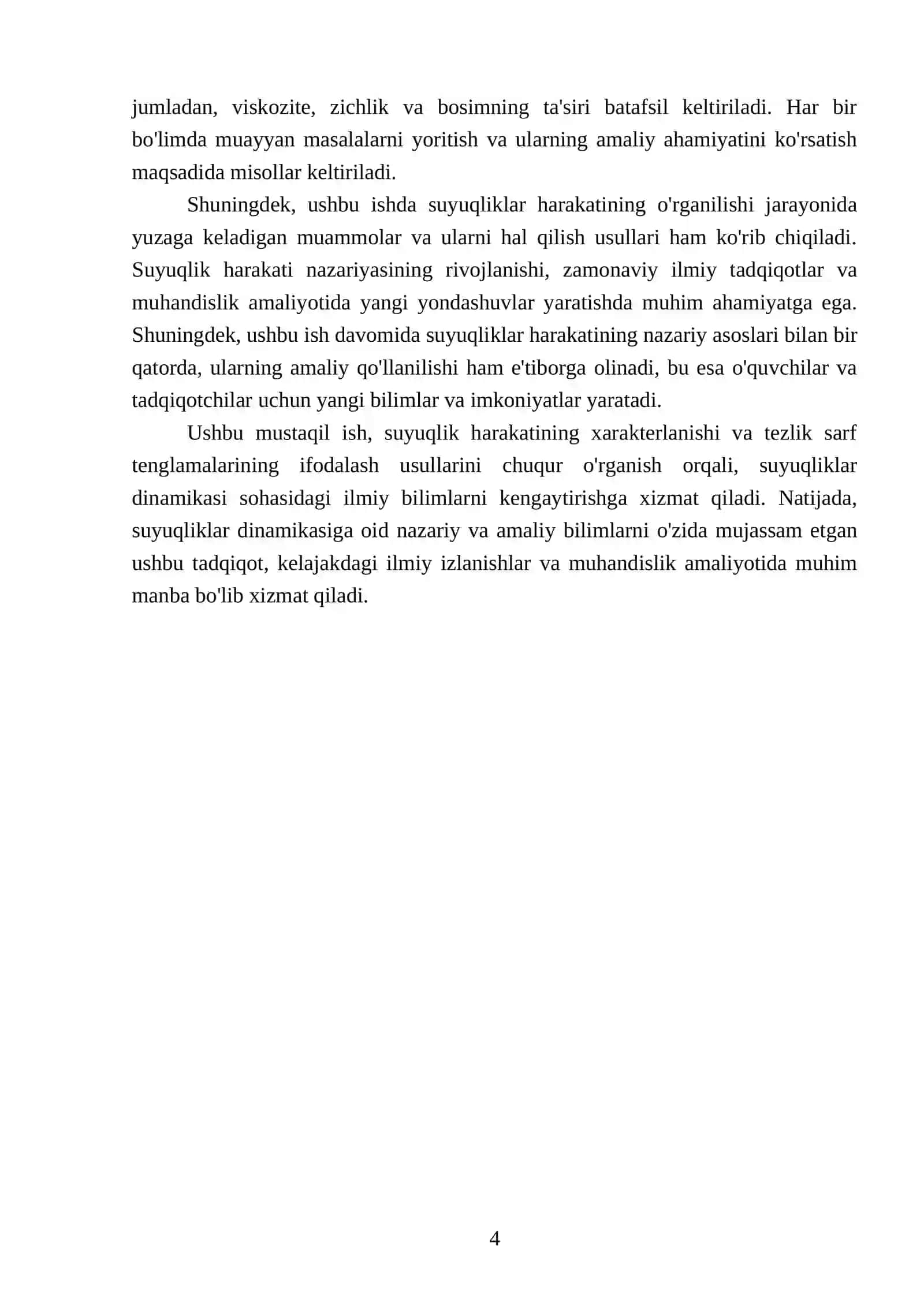 Suyuqlik harakatining xarakterlanishi (tezlik sarf tenglamalarini ifodalanishi) 4
