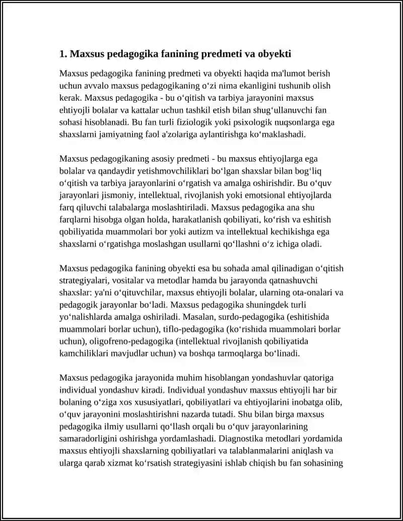 MAXSUS PEDAGOGIKA FANINING PREDMEDI MAQSAD VA VAZIFALARI 4
