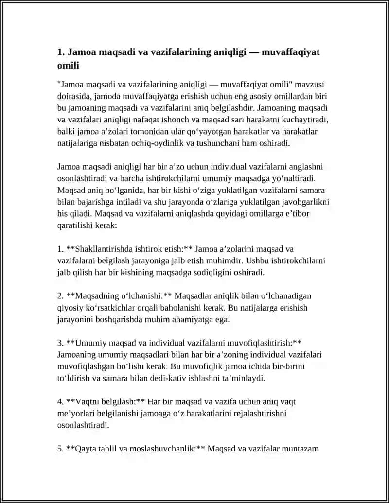 JAMOA ISHI MUVAFFAQIYATINING ASOSIY OMILLARI 4