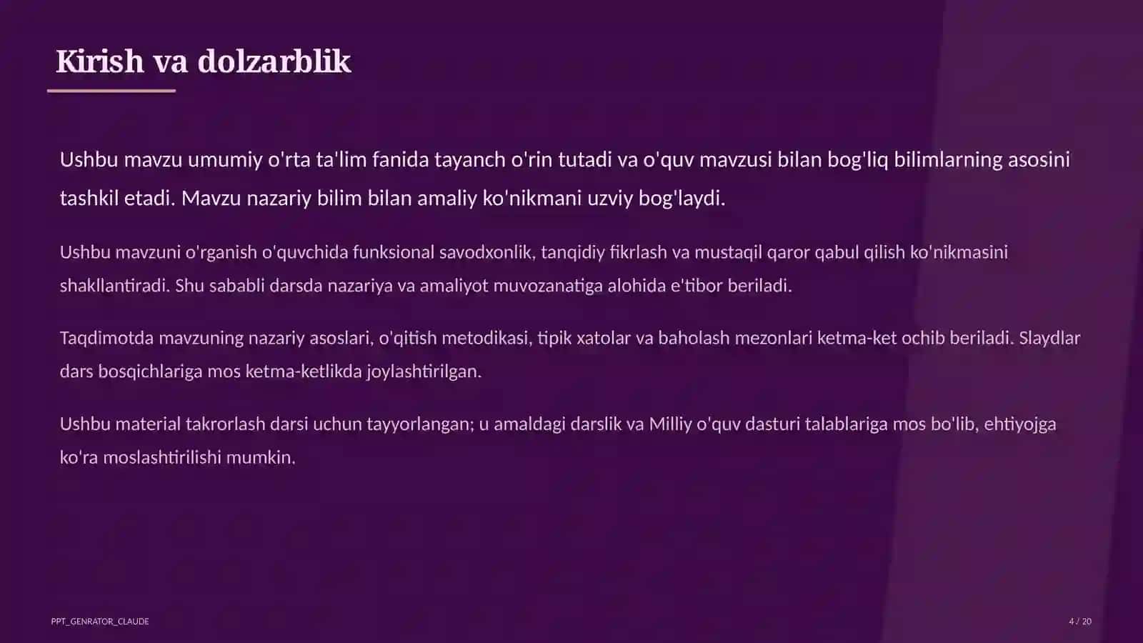 Boshlang'ich sinfda kitobxonlik odati: kunlik o'qish va maktab kutubxonasi 4