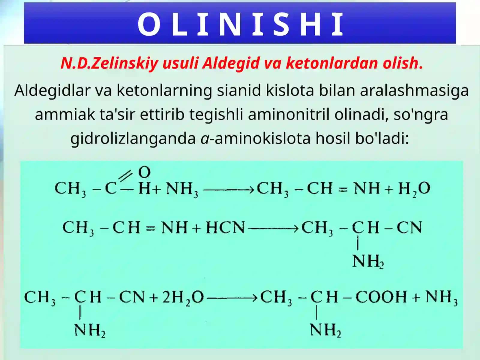 Aminokislotalarning sifat reaksiyalari 4