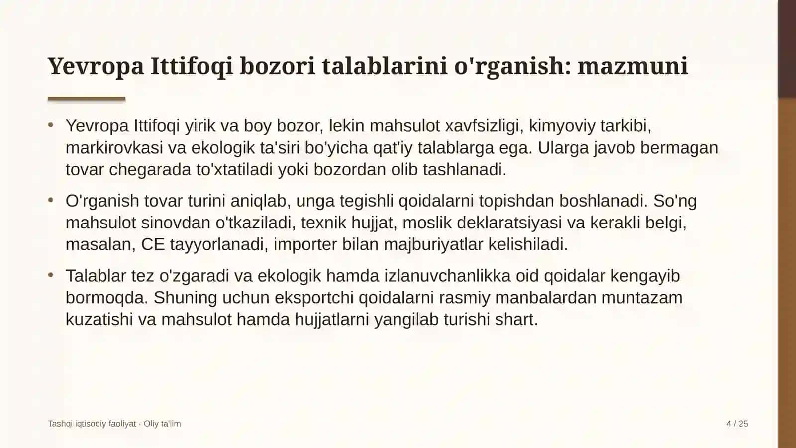 baholash tashkilotlarida xorijiy bozorlarda yevropa ittifoqi talablarini o'rganish 2981 4