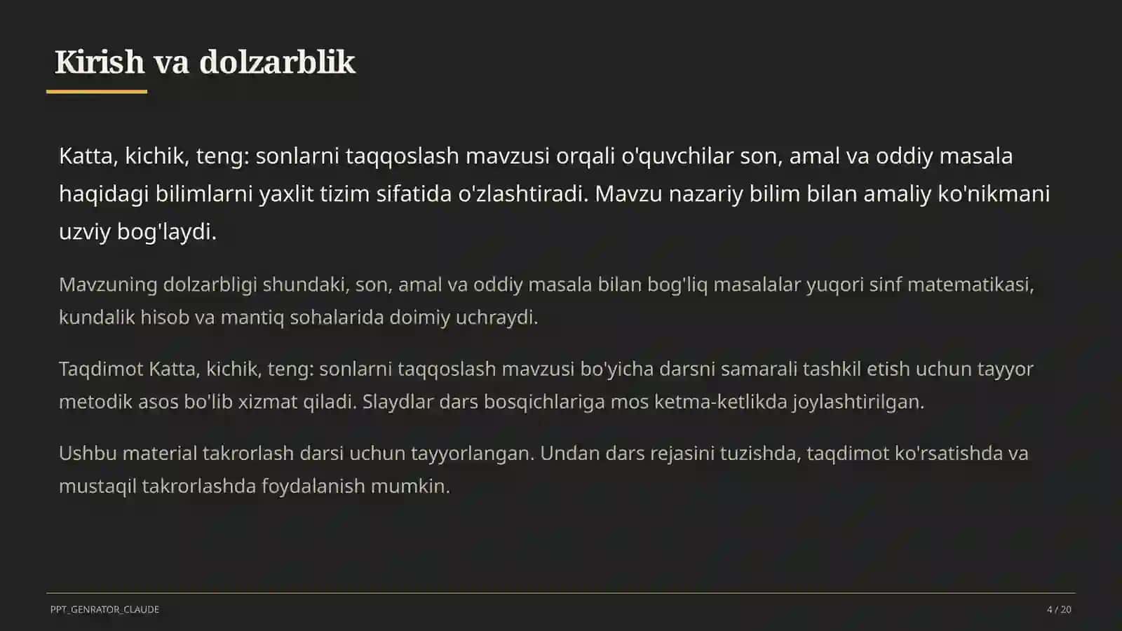 Katta, kichik, teng: sonlarni taqqoslash (1-sinf) 4