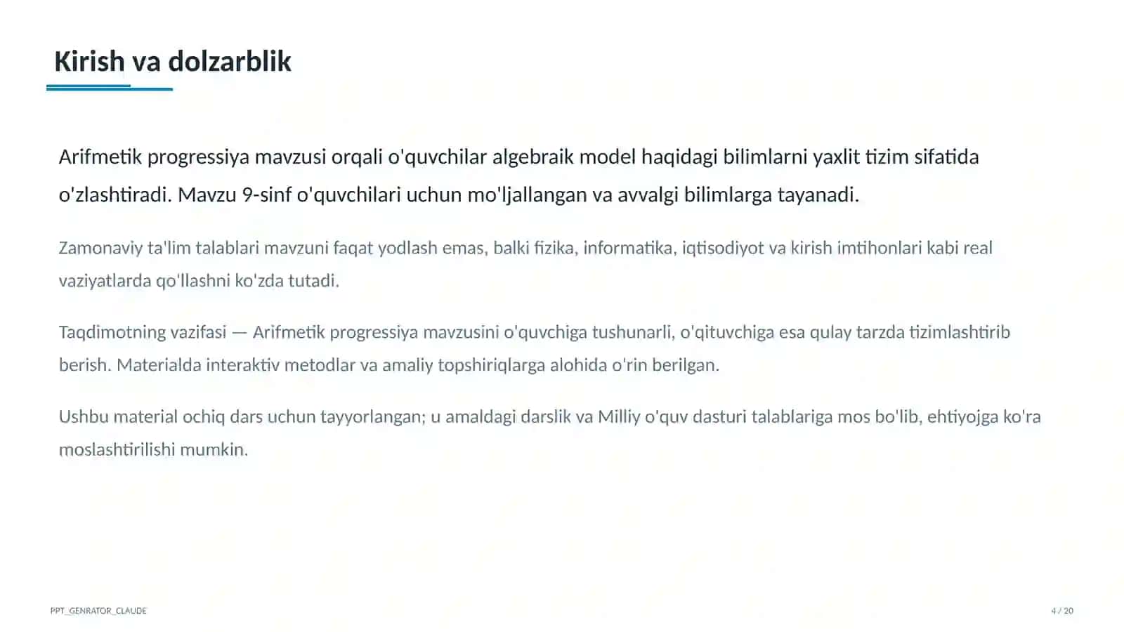 Arifmetik progressiya (9-sinf) 4