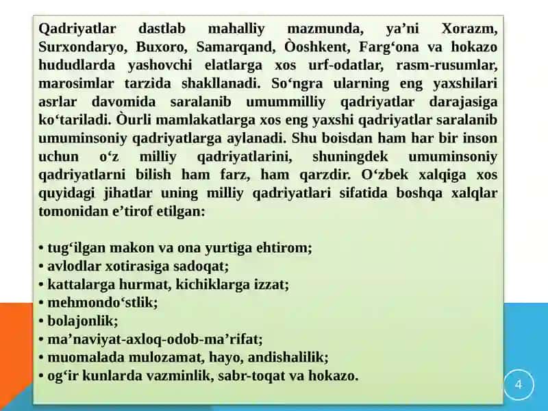 Mustaqillik yillarida O’zbekistondagi ma’naviy va madaniy taraqqiyot 4
