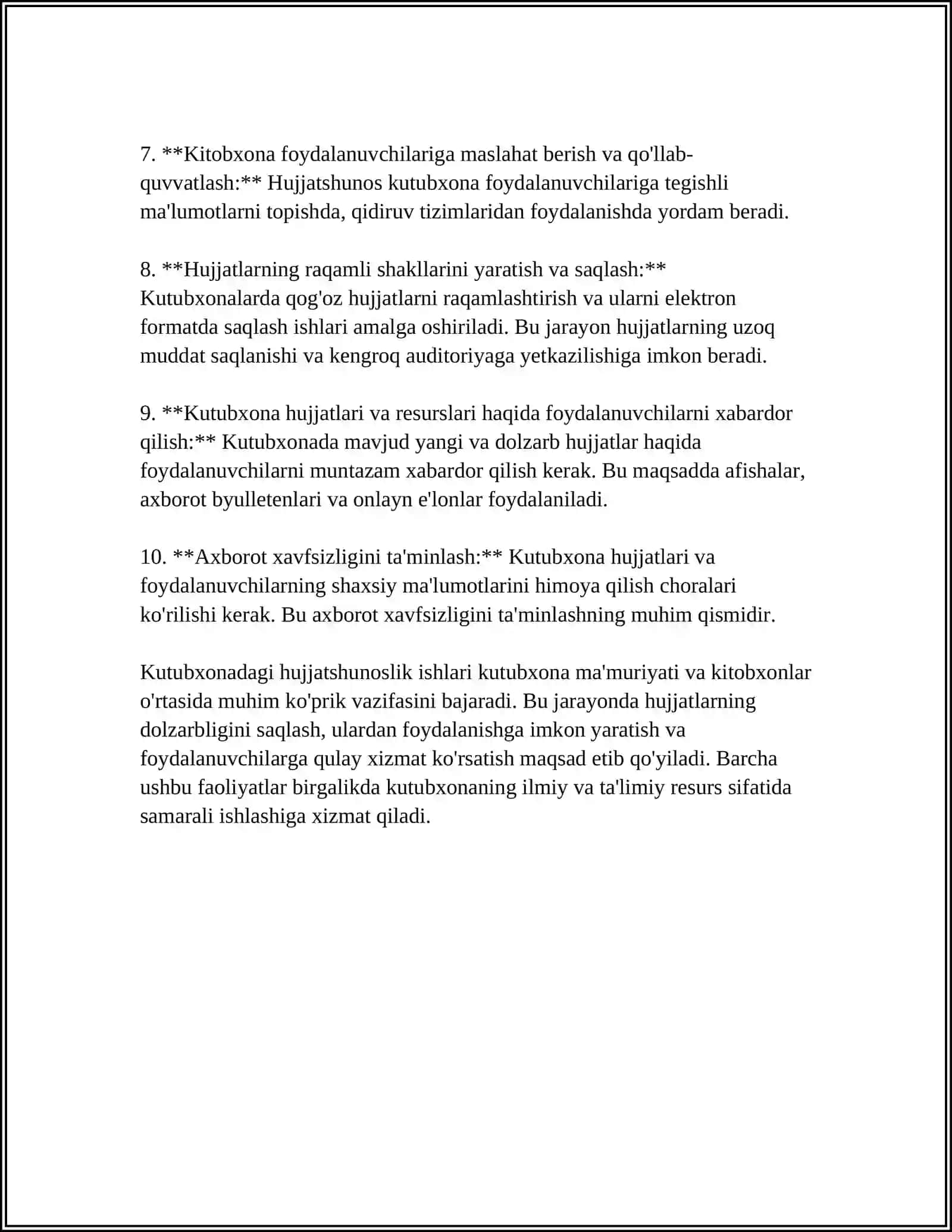 KUTUBXONALARDA HUJJATSHUNOSLIK ISHI 4