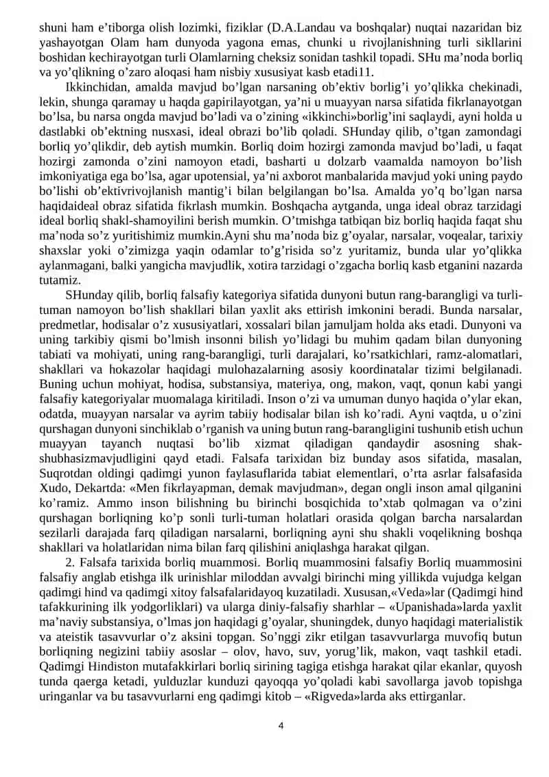 Borliq (Ontologiya) va rivojlanish falsafasi 4