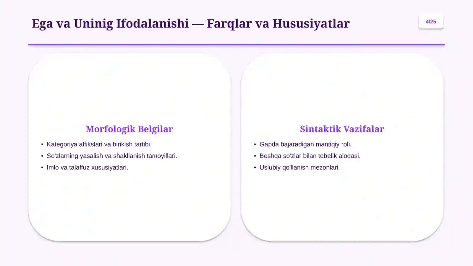 Gapning Bosh Bo'laklari: Ega va Kesim Tizimi 4