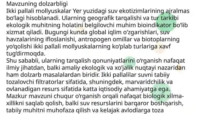 Ikki pallalimolyuskalarning hududiy tarqalishi 4