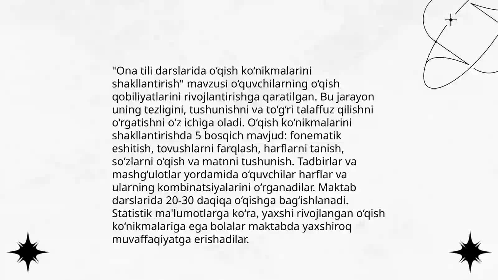Ona tili darslarida o‘qish ko‘nikmalarini shakllantirish 4
