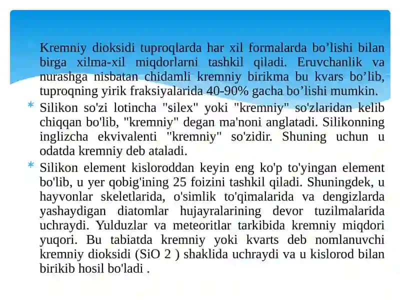 Tuproqdagi kremniy kislotalari va birikmalari 4