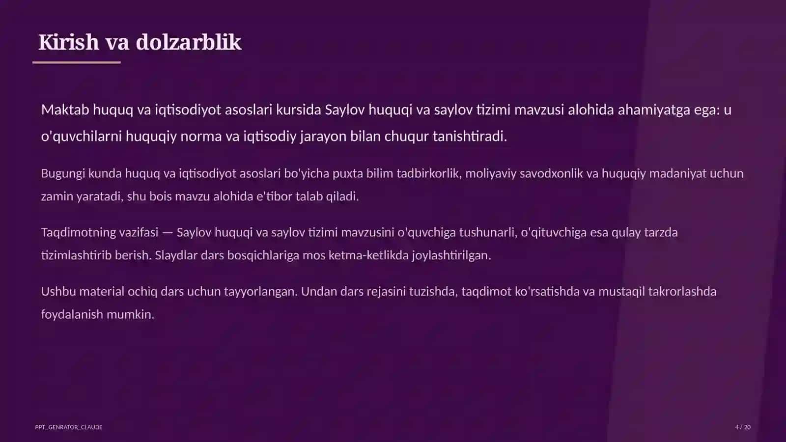 Saylov huquqi va saylov tizimi (10-sinf) 4
