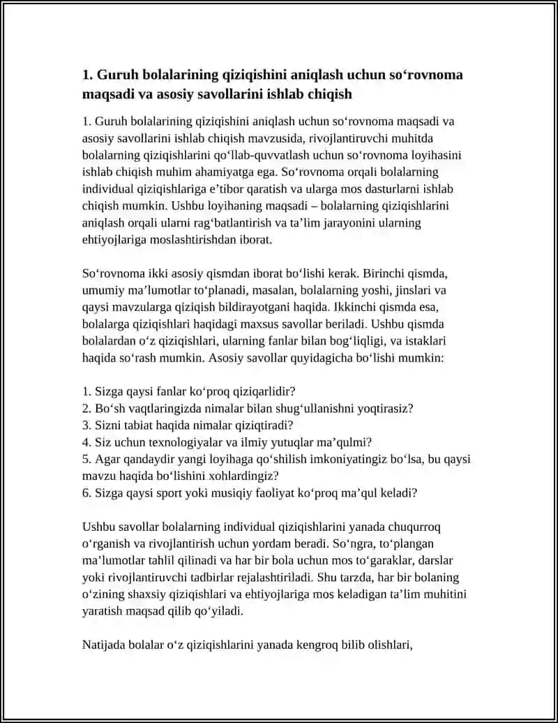 RIVOJLANTIRUVCHI MUHITDA BOLALARNING QIZIQISHLARINI QO‘LLAB-QUVVATLASH USULLARI 4