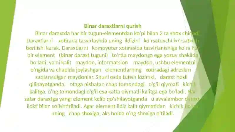 Binarto’plamlar shaklidagi ma’lumotlar tuzilmalari 4