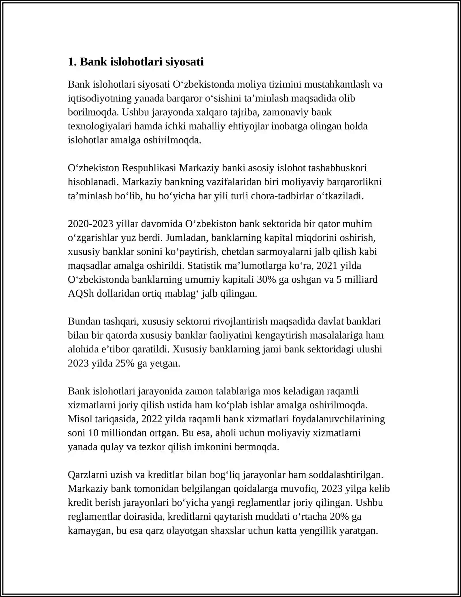 O'ZBEKISTONDA BANK TIZIMINI TAKOMILLASHTIRISH 4