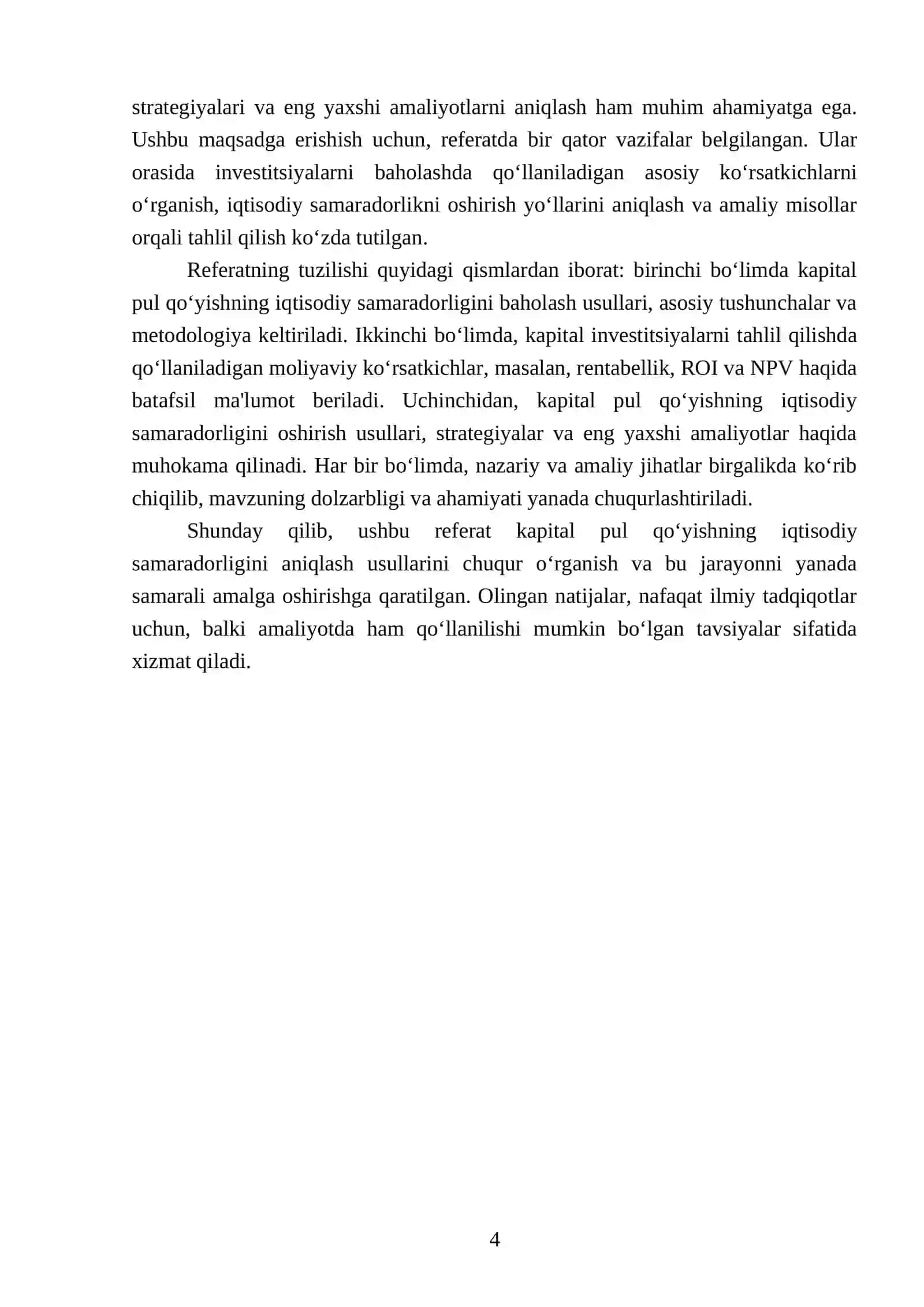 Kapital pul qo‘yishning iqtisodiy samaradorligini aniqlash usullari 4