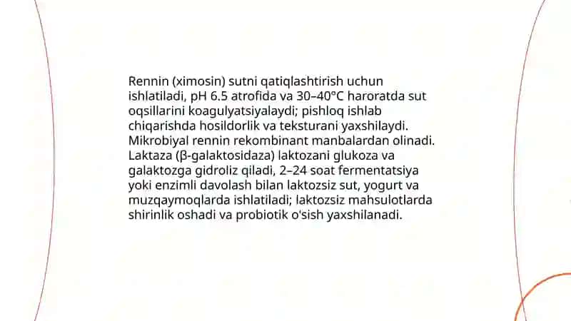 Fermentlarni oziq ovqat sanoatida qollanilishi 4