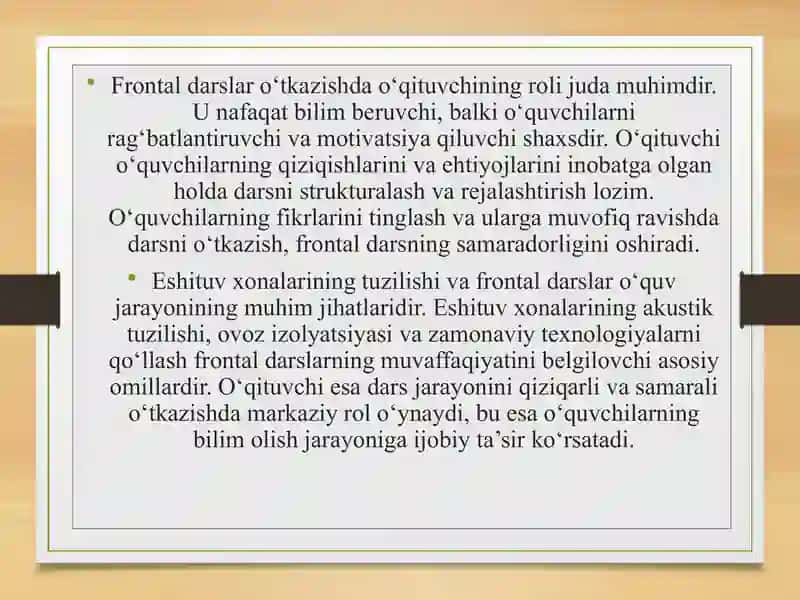 ESHITUV XONALARIDA FRONTAL DARSLAR 4