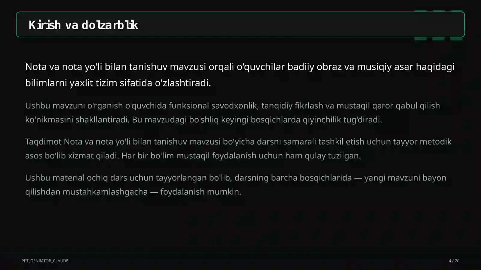 Nota va nota yo'li bilan tanishuv (2-sinf) 4